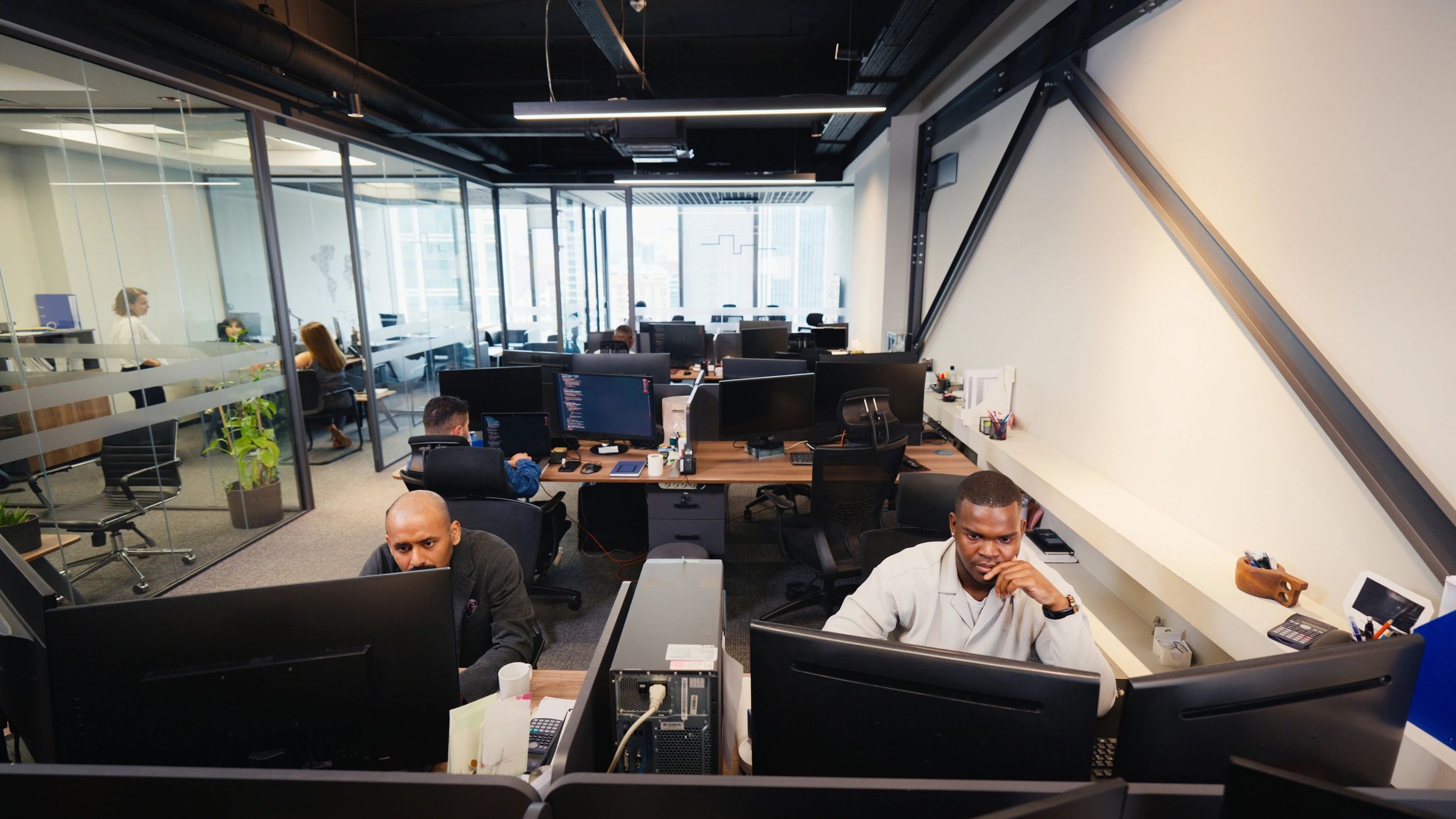 Modern newsroom office environment